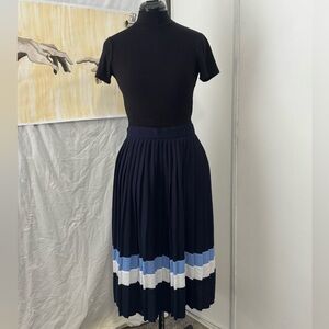 Ardene Navy Midi Skirt with Blue and White Stripes